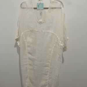 HARIS COTTON / Simplicity Rhymes Loose Fit 100% Linen Gauze Dress / Size O/S 31’